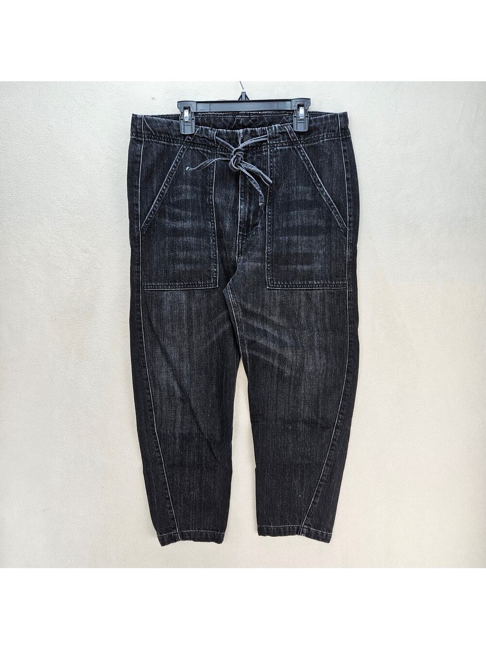VINCE WOMEN'S 27 WIDE LEG DENIM CULOTTES BLACK WASH DRAWSTRING MADE IN USA